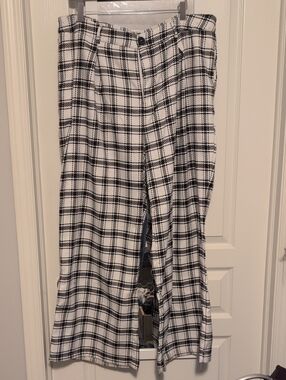 Cider Black and White Plaid Wide Leg Pants